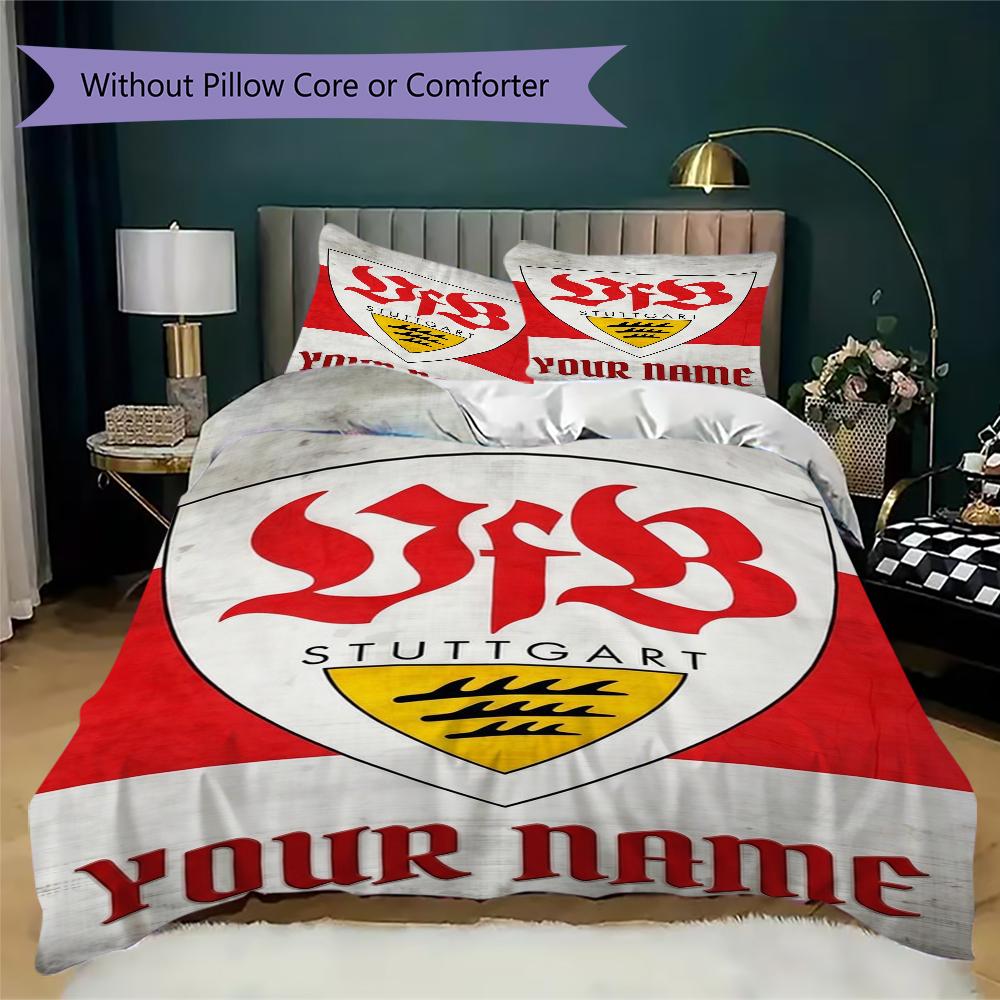 Custom Name VfB Stuttgart Bedding,Quilt Set Quilt Cover Pillowcase Home Birthday Gift(1 * duvet cover + 2 * pillowcase, without core)_xia