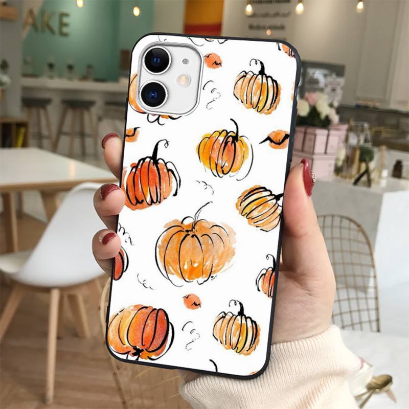 Pumpkin happy autumn fall leaves Phone Case for iphone 13 8 7 6 6S Plus X 5S SE 2020 XR 11 12 mini pro XS MAX
