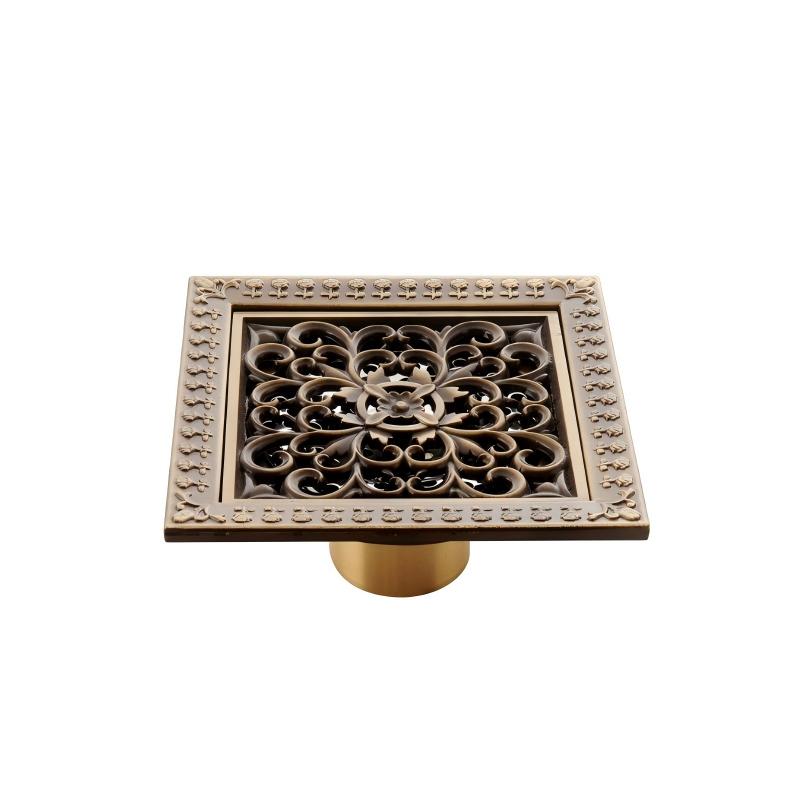 12cm*12cm Antique Brass Floor Drain Bathroom Accessory Floor Drain