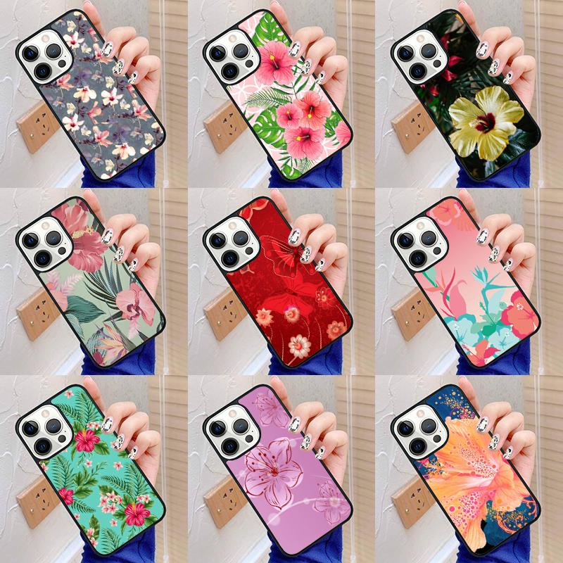 Butterflies Hibiscus Flowers Phone Case Cover For iPhone 17 Air 16 16e 15 plus 11 12 13 14 pro max shell coque
