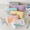 1pc Lovely Bowknot Pencil Bag, Korean Sweet Style Soft Touch Pen Case Storage Pouch for Stationery Student School Gift