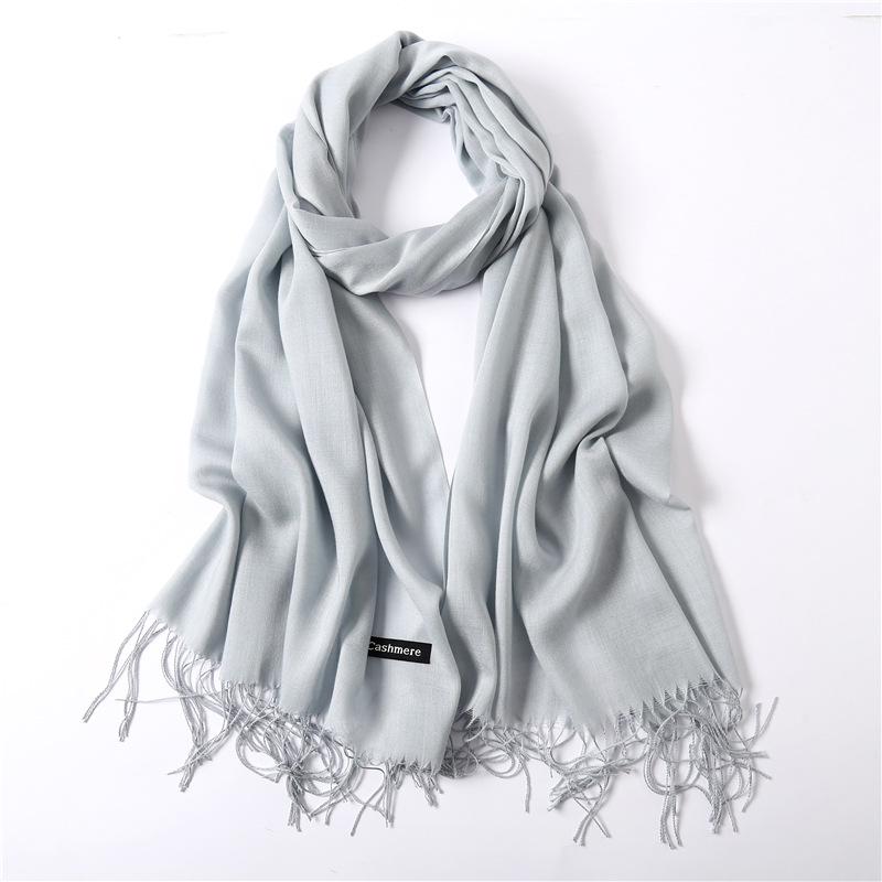 2024 Autumn And Winter Imitation Cashmere Scarf Solid Color Fashionable Versatile Warm Shawl Tassel Scarf