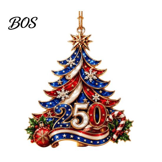 Customized Seasonal Ornaments 250 Anniversary USA Christmas Tree Ornament, 2D Acrylic 1776-2026 250th Creative American Flag Hanging Decoration,