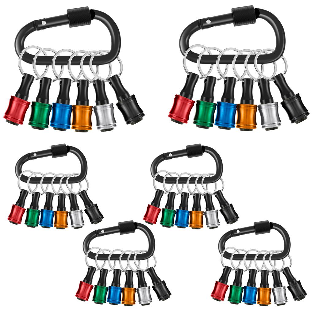 12/36Pcs Hex Shank Screwdriver Bit Holder 1/4 Inch Hex Driver Aluminum Alloy Bit Holder Keychain with 2 Carabiner Extension Bar