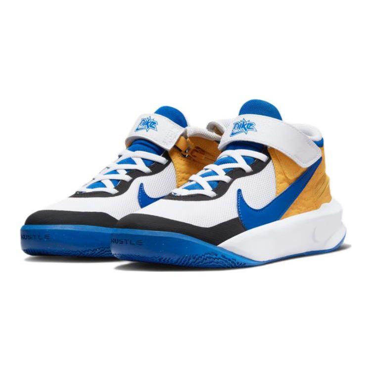 Nike Баскетбольные кроссовки для детей постарше Team Hustle D10 FlyEase White Game Royal DZ2760-141