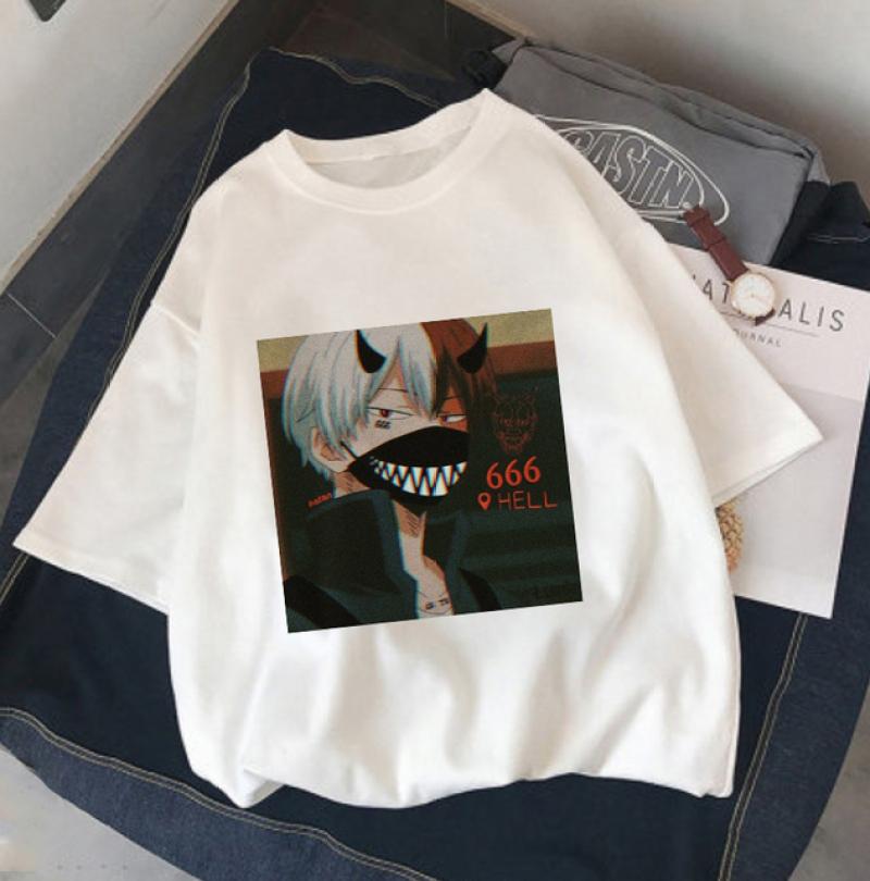 My Boku No Hero Academia Katsuki Bakugou Топ с принтом Harajuku, женская футболка, повседневные женские базовые футболки с круглым вырезом и короткими рукавами