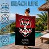 Custom Name Beach Towel FLAMENGO Shield Emblem Soft and Quick-drying Beach Towel, Suitable for Travel, Swimming Pool, Gym, Yoga, Gifts