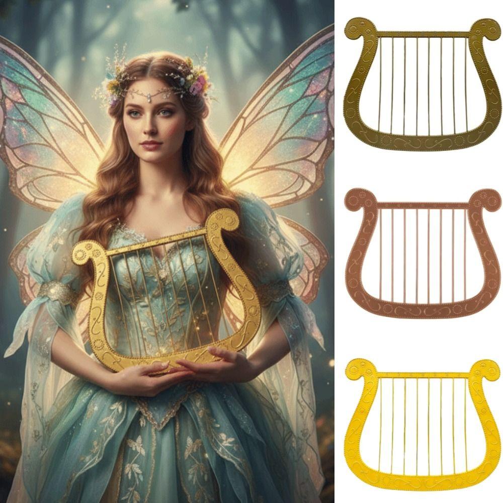 Lightweight Construction Plastic Harp Props Easy to Clean Simulated Instrument Costume Accessories