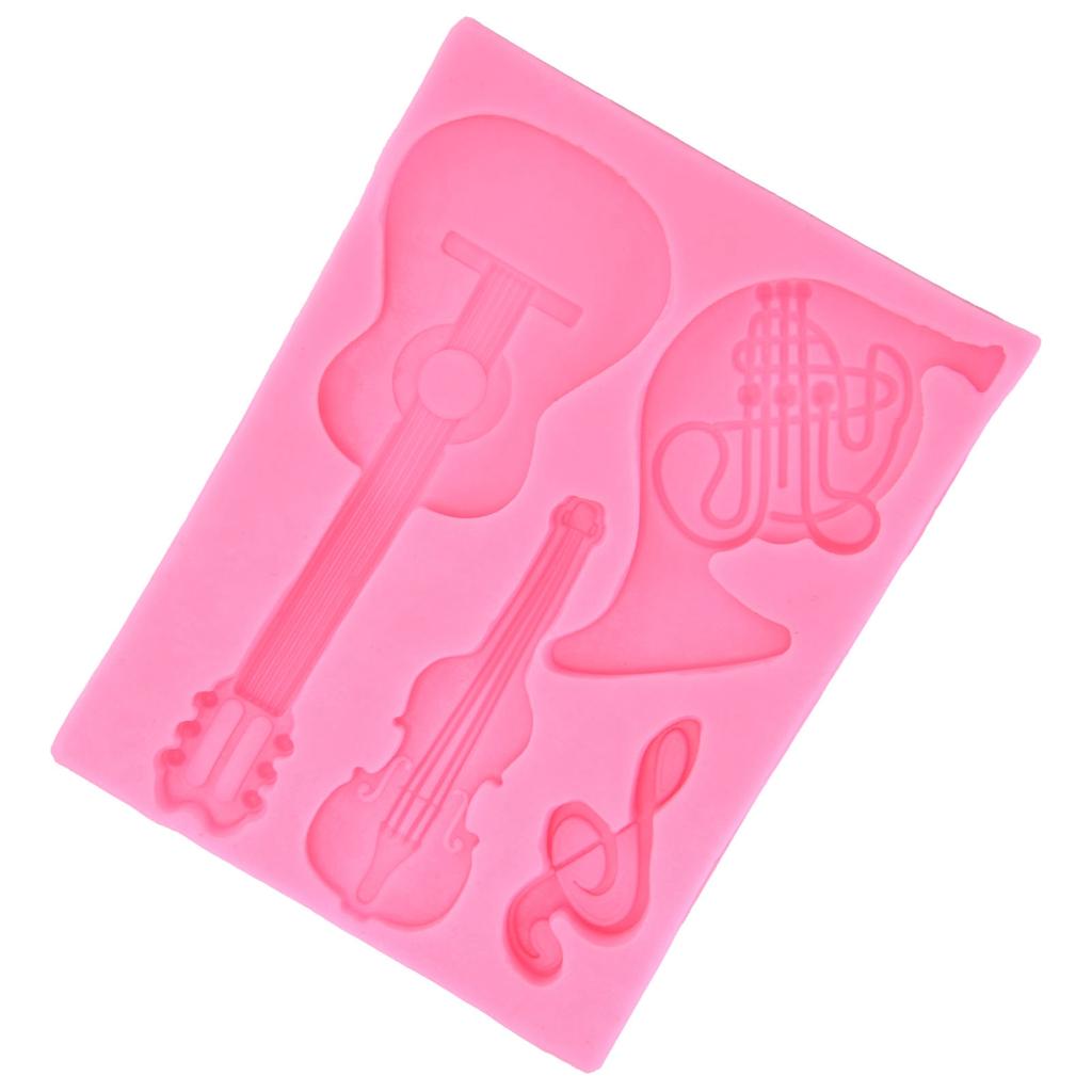 Guitar Shape Silicone Mold Chocolate Fondant Cake Decoration Mold for Home Bakery Kitchen