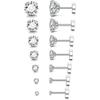 Jstyle 6/7/12 Pairs Hypoallergenic Flat Back Earrings for Women Men, Silver & 14K Gold Stainless Steel Studs, Cubic Zirconia, Birthstone, Surgical