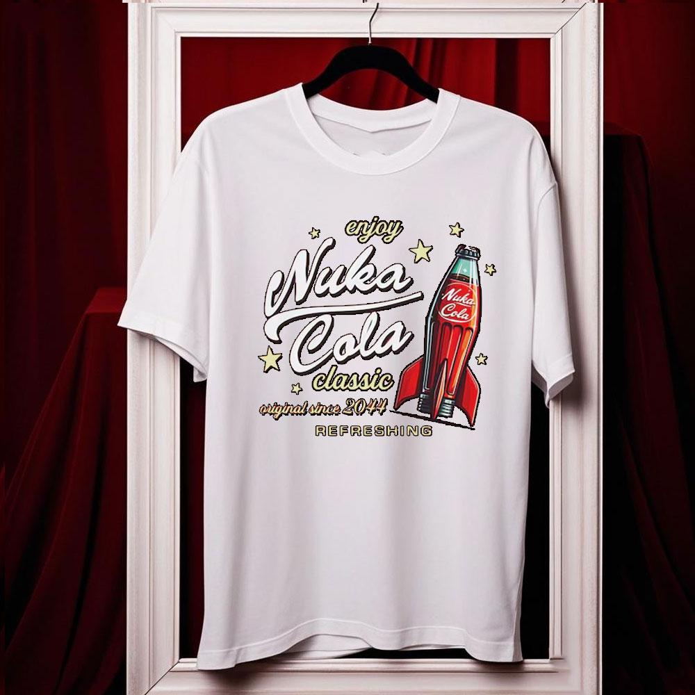 Футболка унисекс из мягкого хлопка Nuka Cola Fallout, смешные футболки, винтажная красная футболка 2044, топы, подарок для фаната, мужская одежда харадзюку