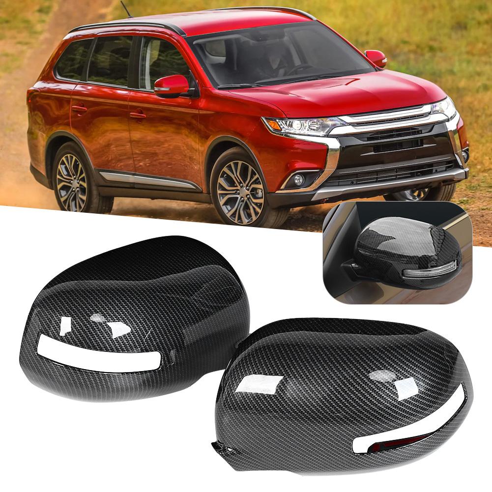 Left Right Rearview Mirror Cover Carbon Fiber Decorative Cap Fit for Mitsubishi Outlander 13?16