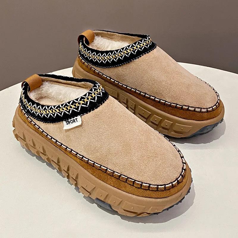 Fashion 2025 New Warm Plush Platform Boots Women Non-slip Thick Sole Luxury Designer Snow Boots Winter Faux Suede Ankle Boots Slippers