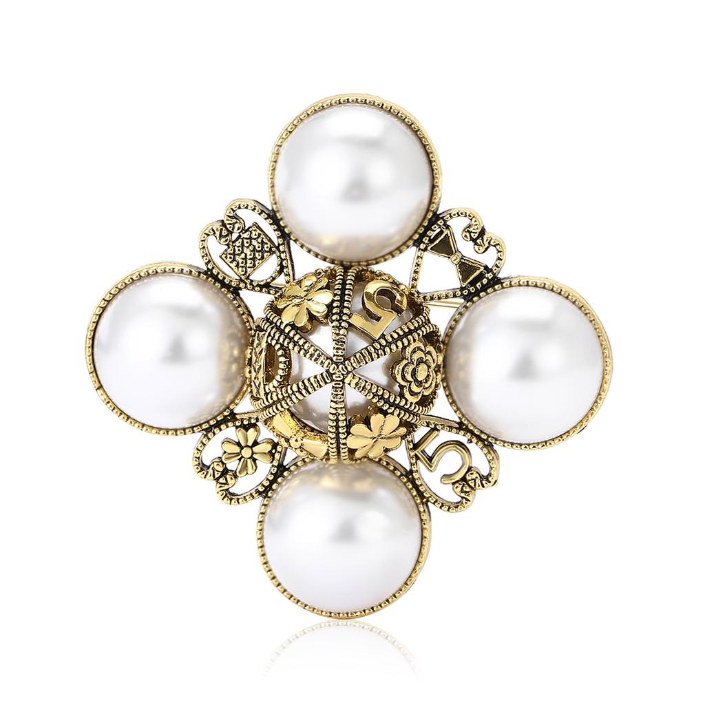 Винтажная брошь из сплава в стиле барокко с жемчугом, модная брошь для дамской одежды, украшение для корсажа