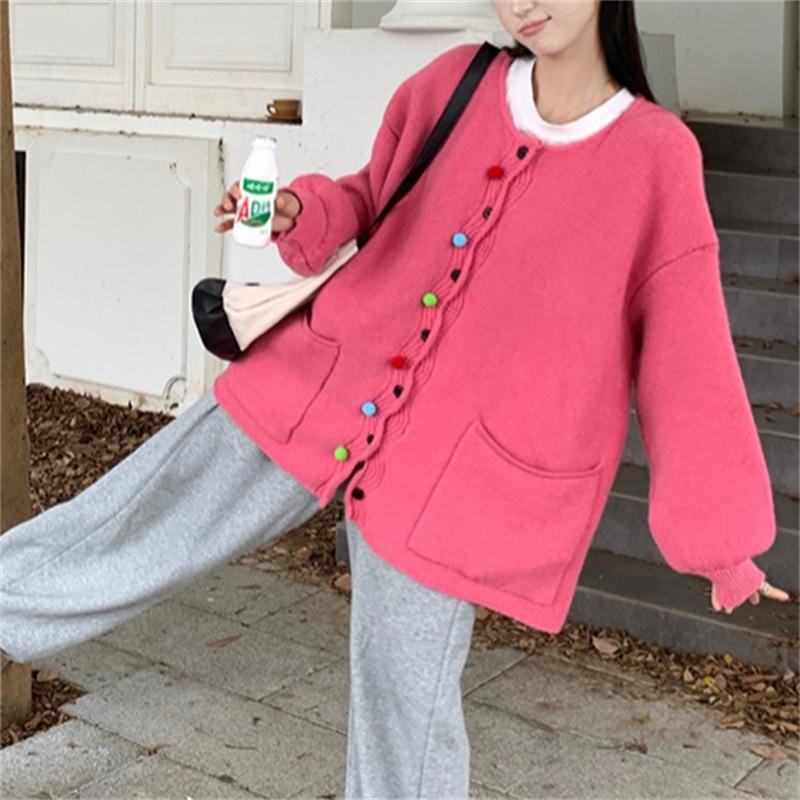 2024 зима, большие размеры, осень, женские однотонные свитера на пуговицах, куртка, вязаная мода, оверсайз, повседневный стиль, свободный кардиган, свитер
