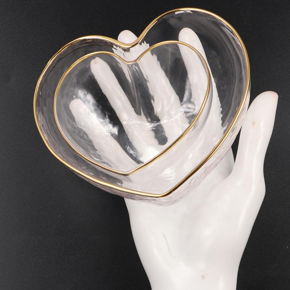 Стеклянная миска в форме сердца Неправильная тарелка для фруктов Креативное прозрачное блюдо для подачи Закуска