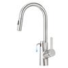 Faustina Kitchen Смеситель для кухни с 3 режимами подачи воды, моющего средства, из нержавеющей стали, кухонный кран, выдвижной шланг, встроенный дозатор нажимного типа,