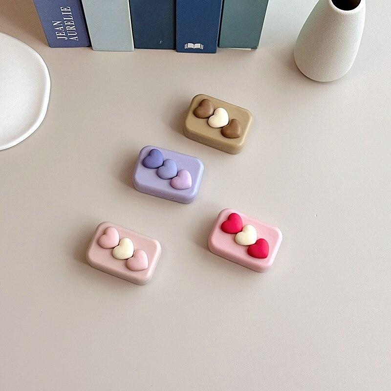 Яркий цвет, свежий милый раздел любви, чехол для контактных линз с зеркалом, пинцет, косметический ящик для хранения контактных линз, органайзер