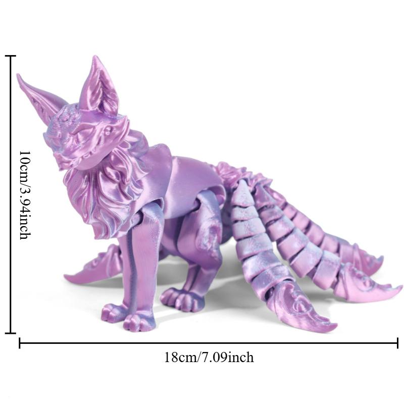 Фигурки девятихвостой лисы, напечатанные на 3D-принтере, Подвижные фигурки лисы, Миниатюрные фигурки лисы с гибкими суставами, Домашний декор, Поделки