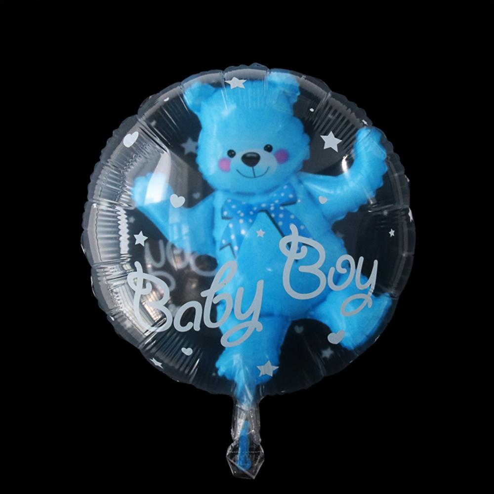 Детский День Рождения 24 дюйма Синие Розовые 4D Фольгированные Двойные Шары-Пузыри Globos Медведь Товары для Вечеринки