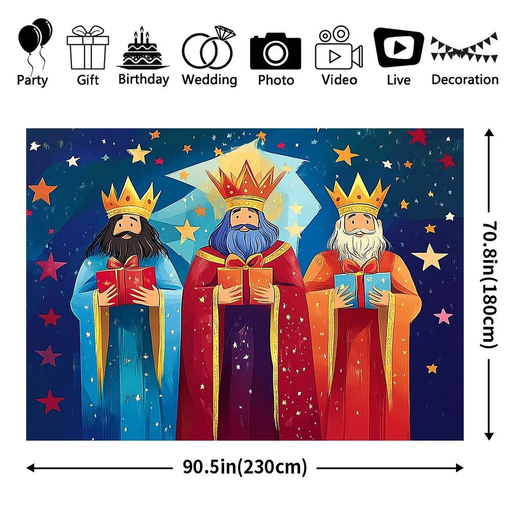 A set of Christmas Happy Photography Banner with Three Wise Men Pattern suitable for festive celebrations