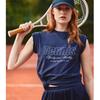 Tennis Letter Print American Retro Fashionable Tennis Girl Sports Style Round Neck Shoulder Short Sleeve T-shirt for Women