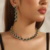Two-piece Necklace Fashion Retro Jewelry Versatile Exaggerated Light Luxury High-end Necklace Earrings Women's