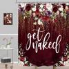 Get Naked Цветочная Шторка для Душа Бордовые Цветы Блестящие Кисточки Травы Бордовый Фон Водонепроницаемая Ткань Декор для Ванной Комнаты Ванны
