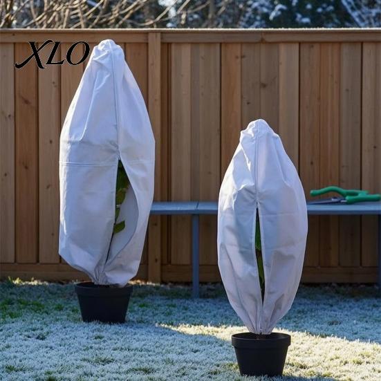 Thickened Non-woven Fabric Wrap Plant Cover for Freeze Protection, Drawstring Tree with Zipper, Winter Plants Breathable Warmth Trees Jacket