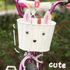 Vintage Woven Front Basket for Kids Bike Natural Rattan Bicycle Basket with Metal Bracket Fits Balance Bike Children Bicycle Accessories