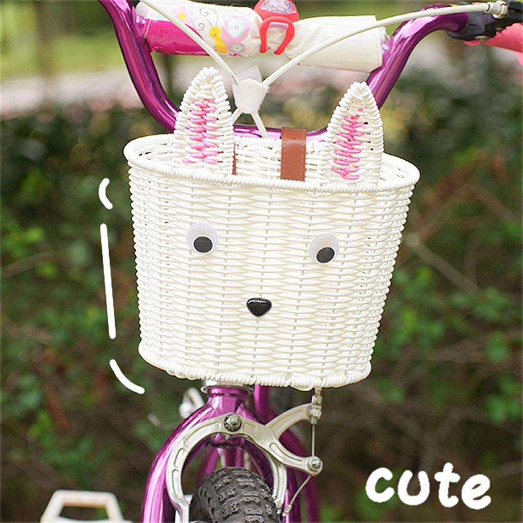 Vintage Woven Front Basket for Kids Bike Natural Rattan Bicycle Basket with Metal Bracket Fits Balance Bike Children Bicycle Accessories