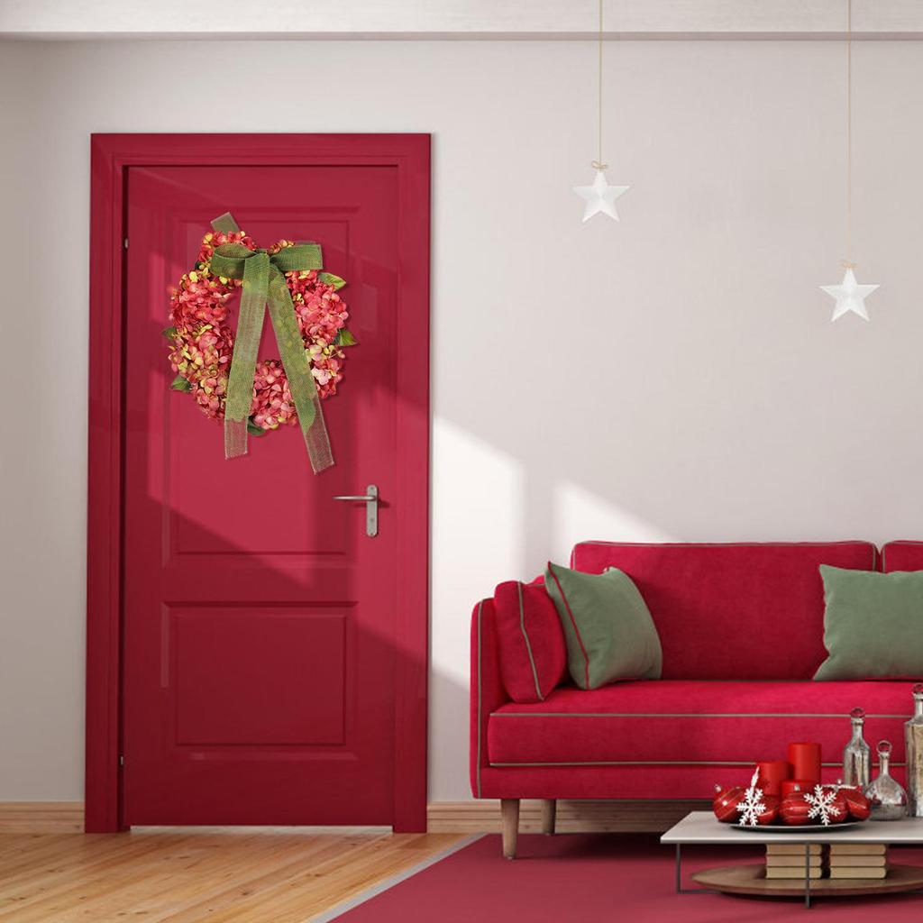 Венок на День Благодарения Осенняя гортензия с бантом Украшение Цветочная гирлянда Венок на День Благодарения Передняя дверь