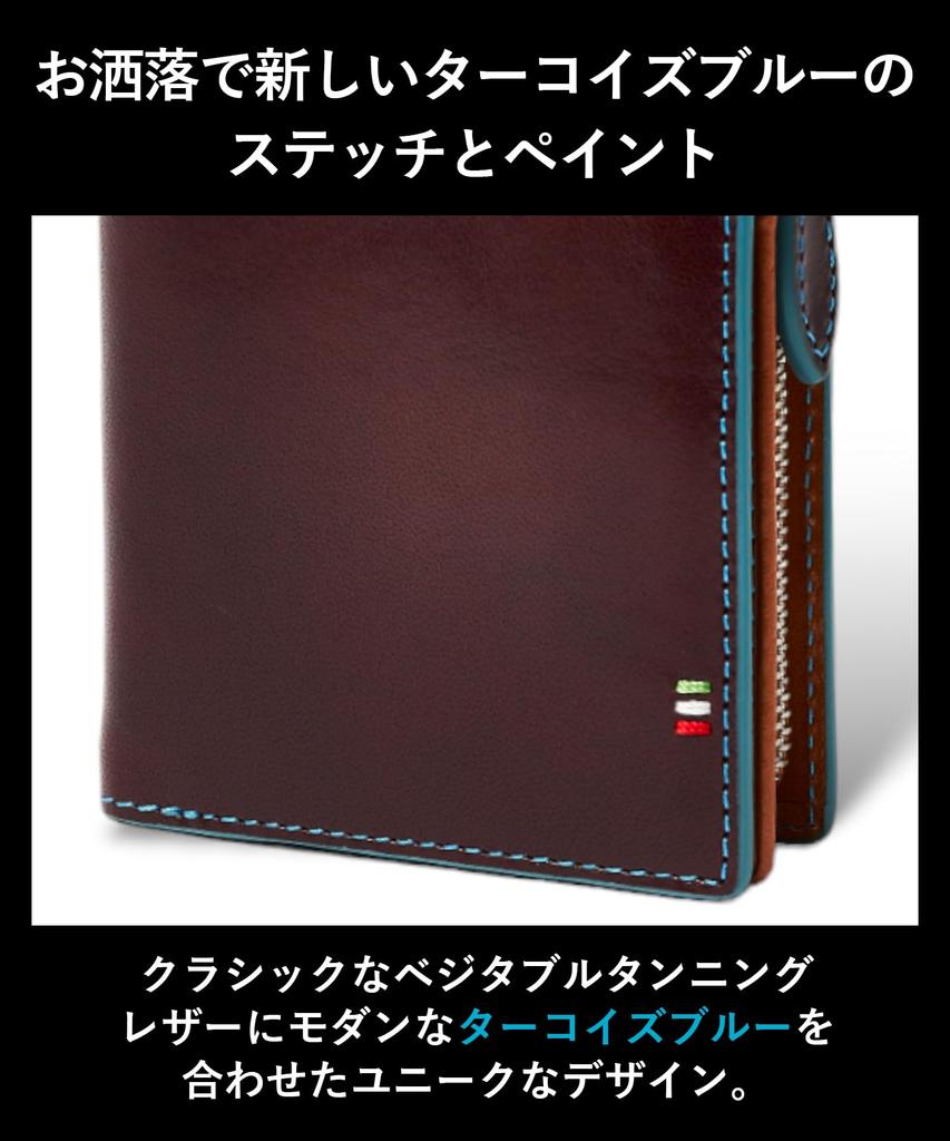 Golbe Italian Leather Wallet with Zipper Men's L-Shaped (Burgundy)