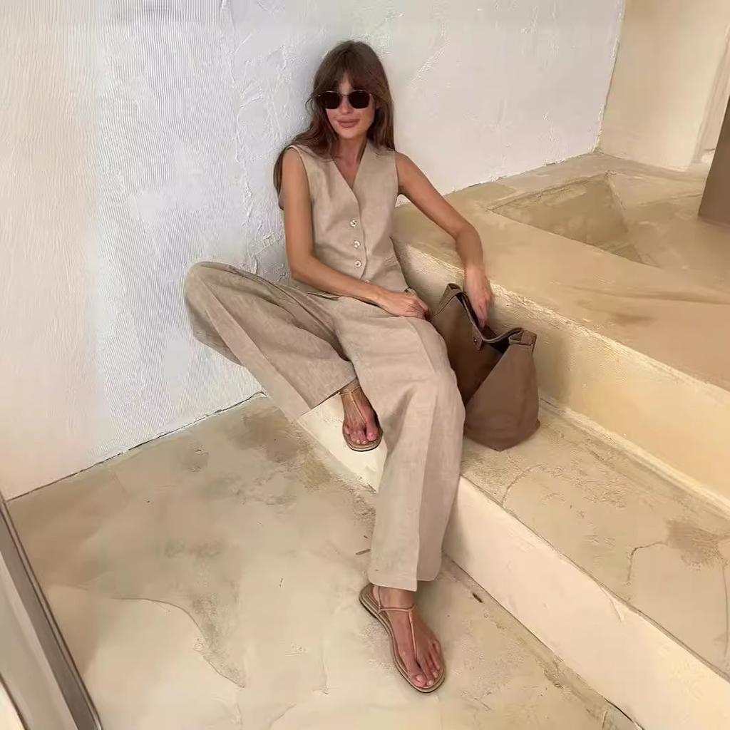 Женский костюм из жилета и брюк, комплект из двух предметов, офисные женские летние шикарные комплекты из 2 предметов