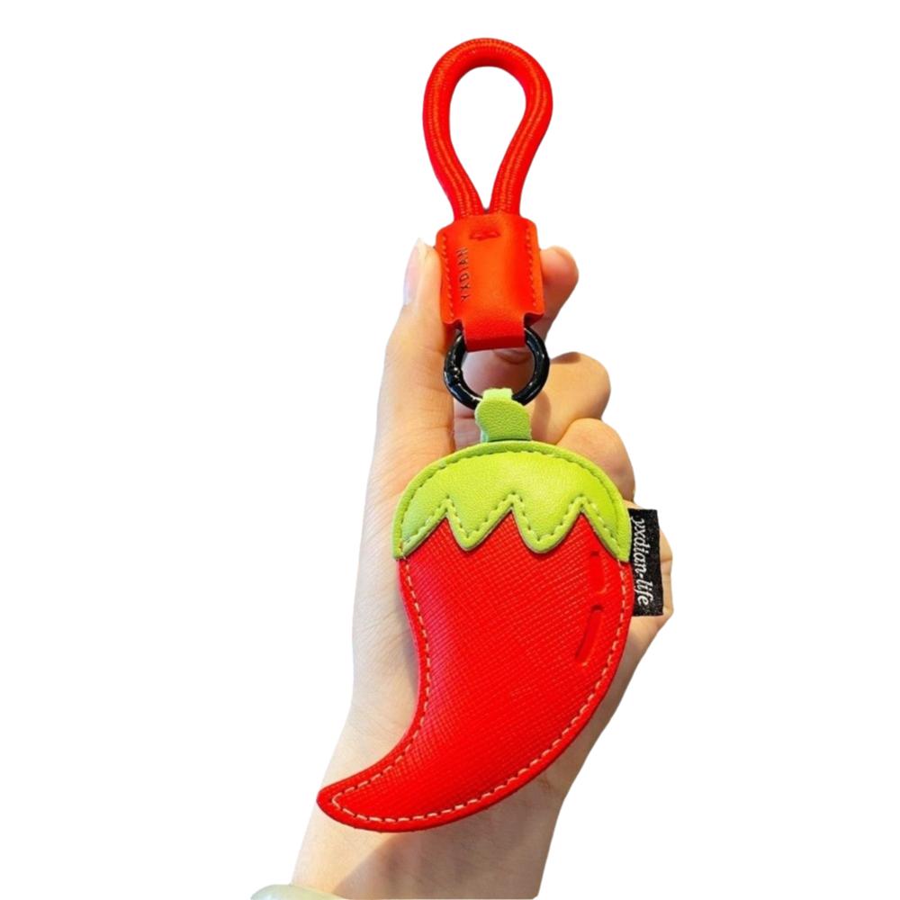 Eggplant Vegetable Keychain Carrot Car Keyring Cute PU Leather Bag Pendant  Girl/Boy