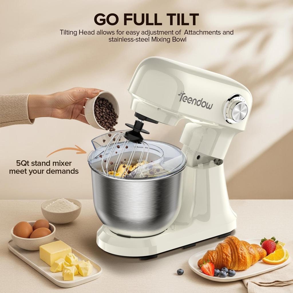 TEENDOW SM-B03 Home Food Processor,1500W,12 speed settings,extra-large 5L capacity,304 stainless steel bowl,food-grade accessories.