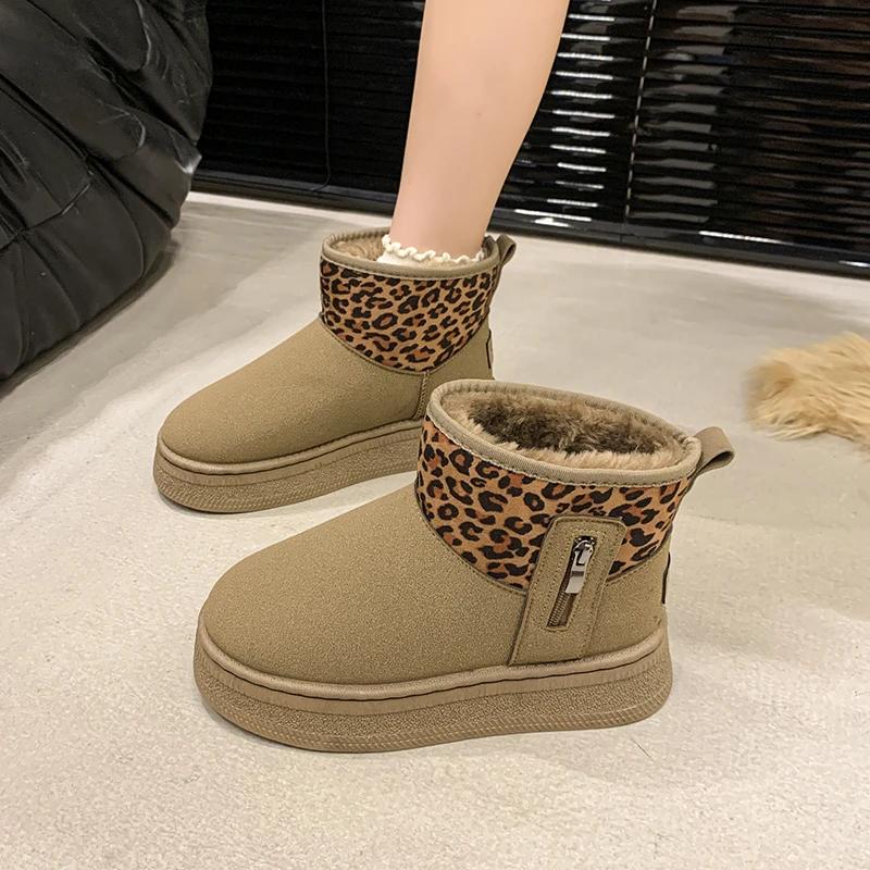 Fashion Women Leopard Print Shoes Winter New Comfortable Warm Women's Snow Boots Non-slip Wear-resistant Fashion Plush Short Boots Hot