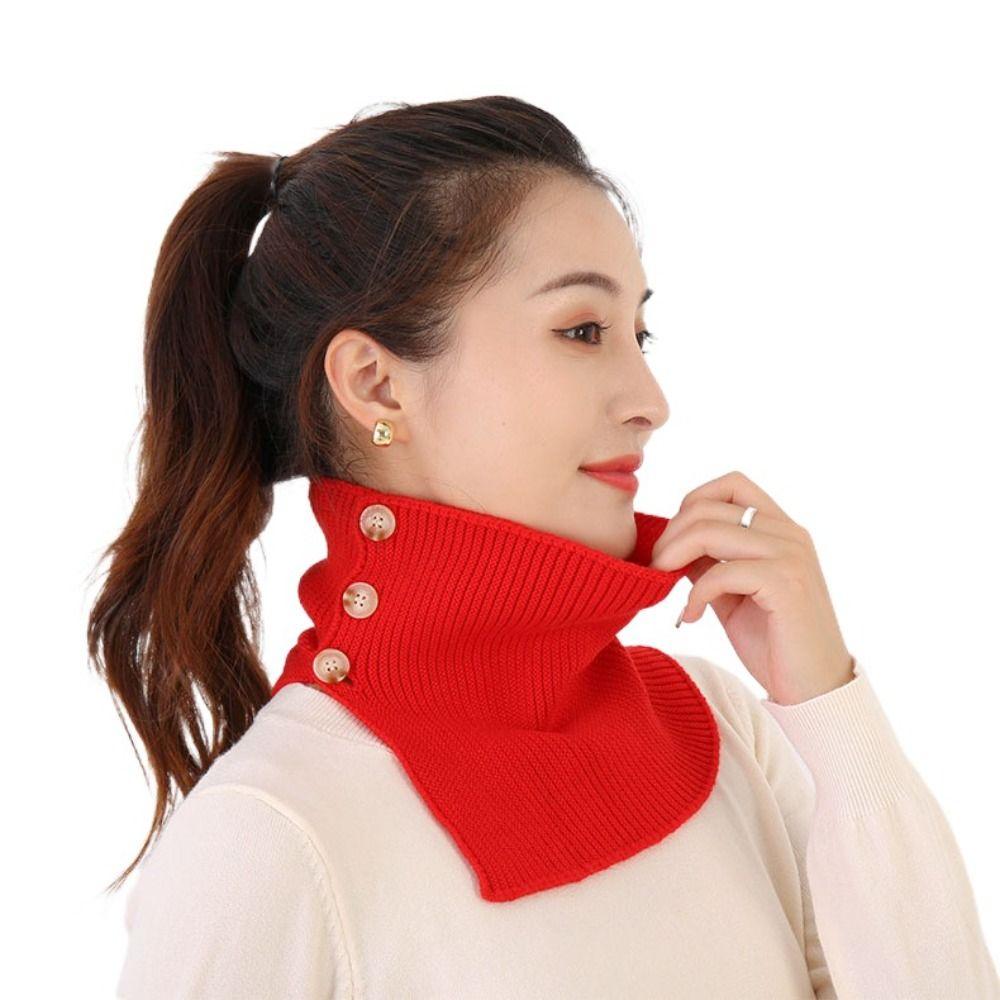 Накидки Вязаный нагрудник Однотонный шерстяной шарф Простой водолазка Поддельный воротник Женщины