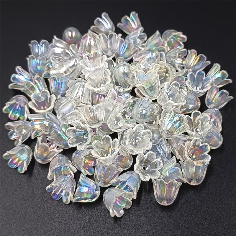 New AB/Solid Flower Holders for Bracelet Lily of the Valley Acrylic Loose Beads Making DIY Jewelry Accessories 20Pcs Necklace