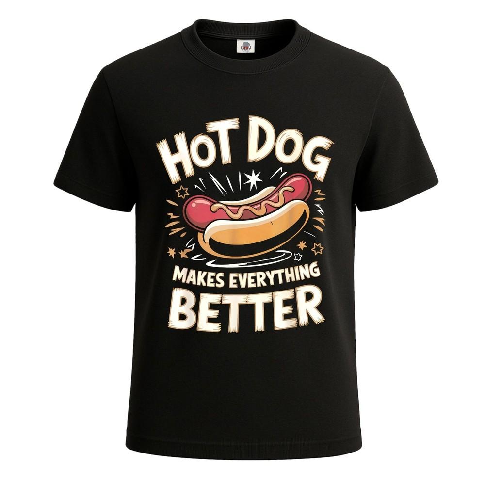 Hotdog makes everything better foodie mens tshirt funny novelty gift tee top