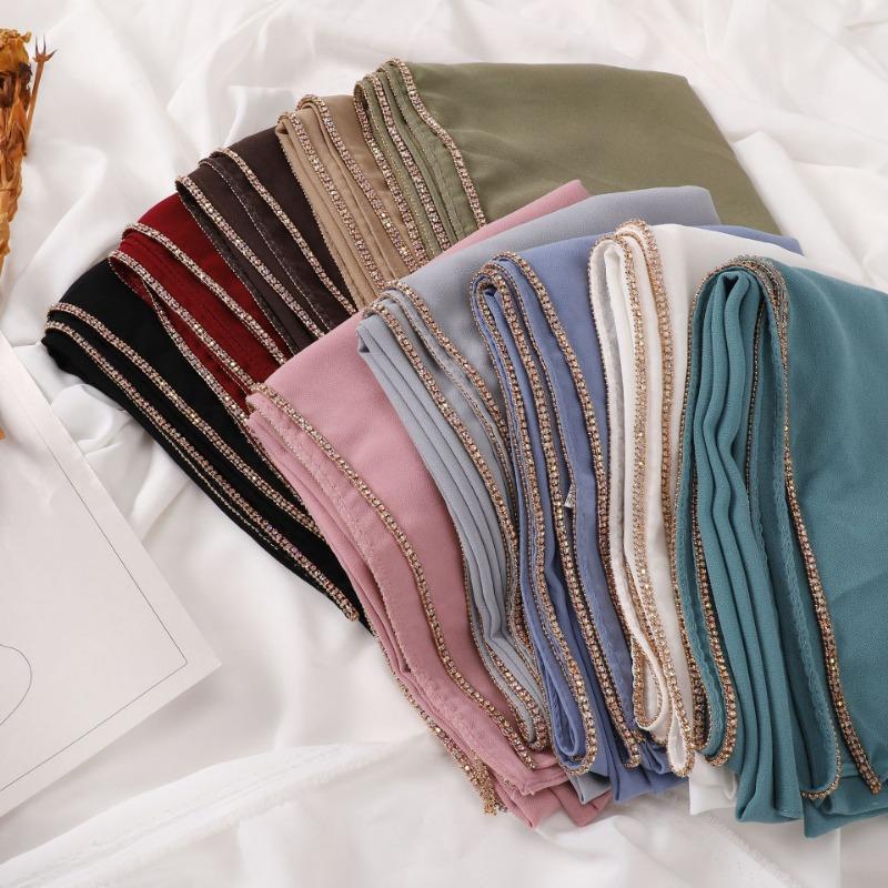 Diamond Chain Chiffon Scarf For African Women Lightweight Washable