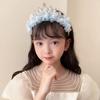 Хрустальный детский головной убор Сетчатый бант Принцесса Жемчужный обруч для волос Модная корона Повязка на голову