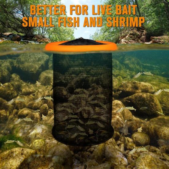 Floating Fishing Net with Handle Large Capacity Heavy Duty Fish Locating Catching Guard Net Fishing Protection Collection