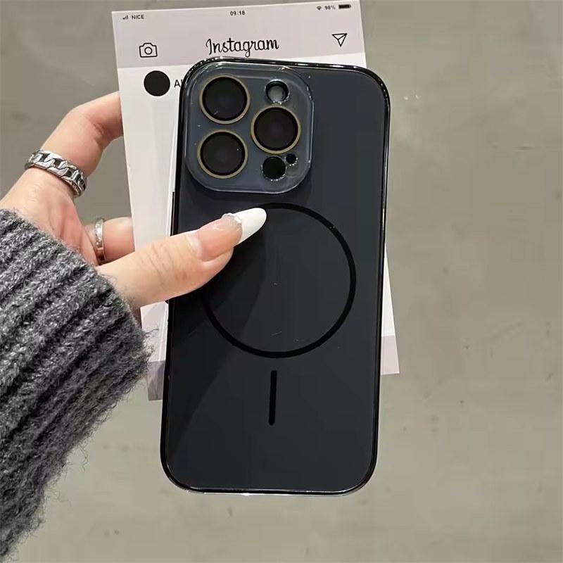 Роскошный AG Nano закаленное стекло для Magsafe чехол для iPhone 16 15 14 Plus 13 12 Pro Max беспроводная зарядка матовая жесткая задняя крышка