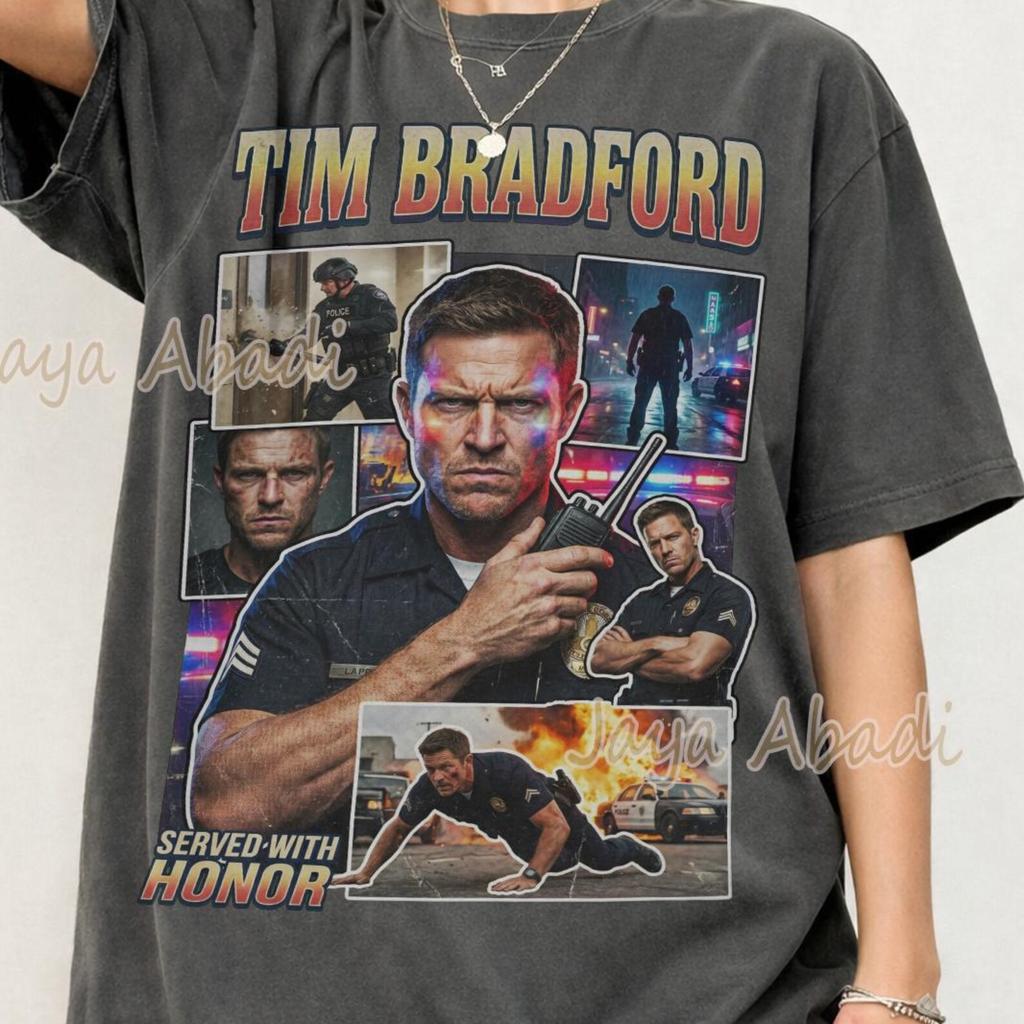 Tim Bradford 90s Bootleg T-Shirt – Retro Police Graphic Tee, Grunge Streetwear Shirt