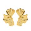 Позолоченные 18-каратным золотом преувеличенные металлические серьги-гвоздики гинкго билоба модные женские серьги в стиле ретро