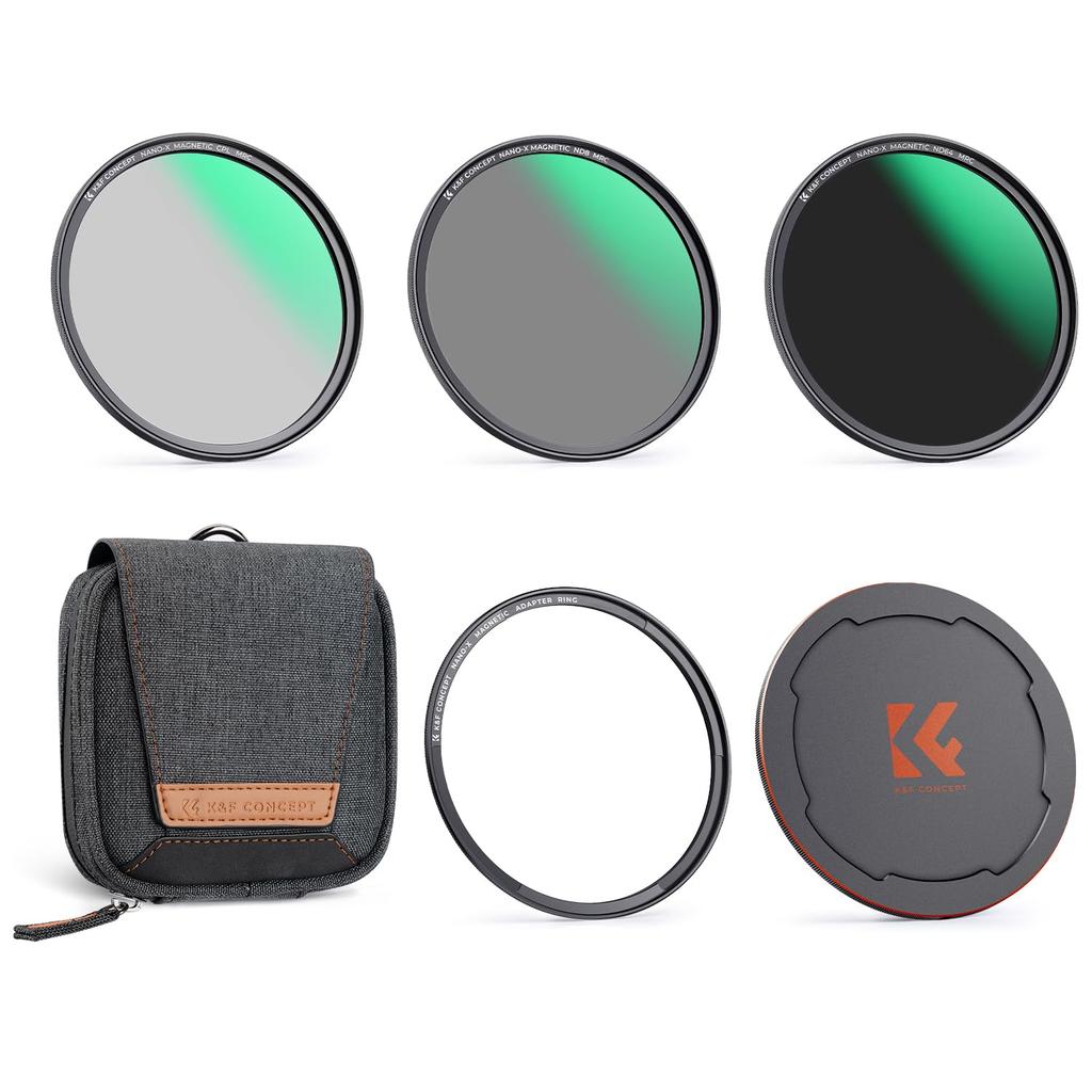 Concept 67mm Magnetic Adapter Ring CPL ND8 ND64 Magnetic Lens Cap Set ND Filter PL Filter Magnetic Adsorption Easy To Install Filter Case Included