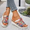 Модные женские шлепанцы большого размера в этническом стиле на толстой подошве, новый стиль 2025, повседневные и модные шлепанцы с открытым носком из пеньки