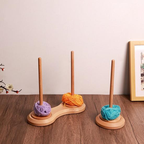 Wooden Yarn Holder Single or Double Yarn Skein Holder Desk Yarn Thread Dispenser Spinner for Crocheting Twirling Yarn Knitting Embroidery Accessory