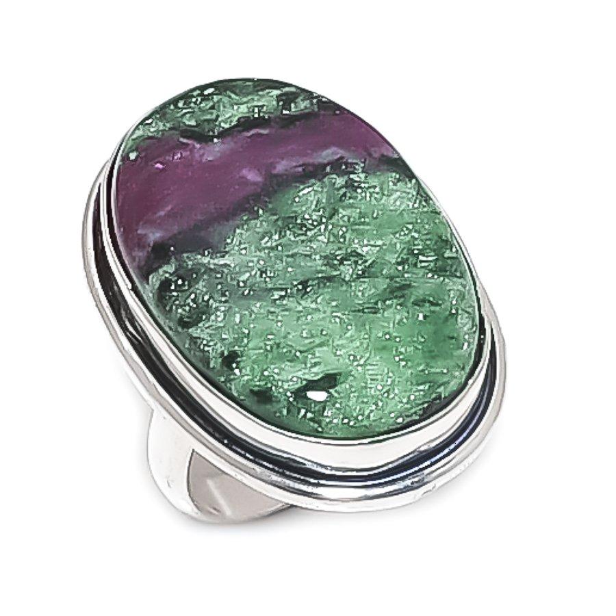 Natural Ruby Zosite Gemstone 925 Sterling Silver Jewelry Ring Size 8 H3q53